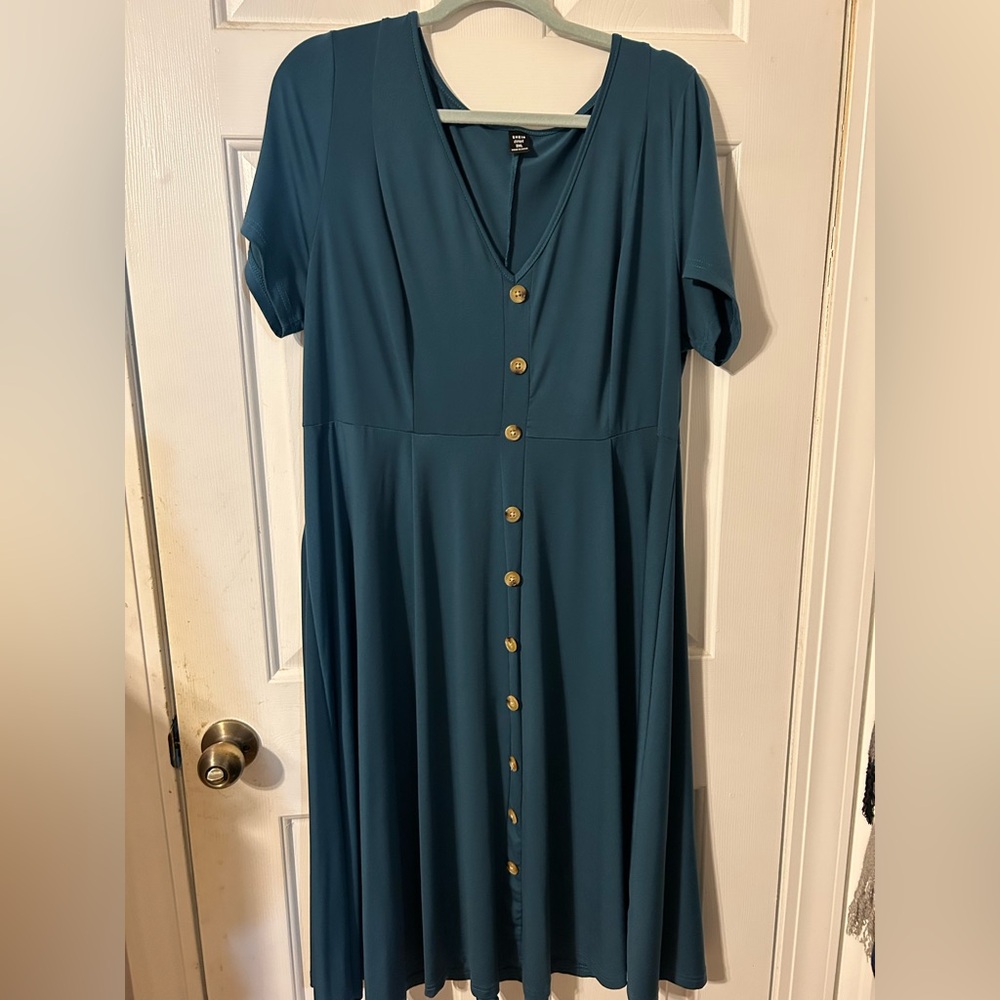 SHEIN Teal Button-Front maxi Dress